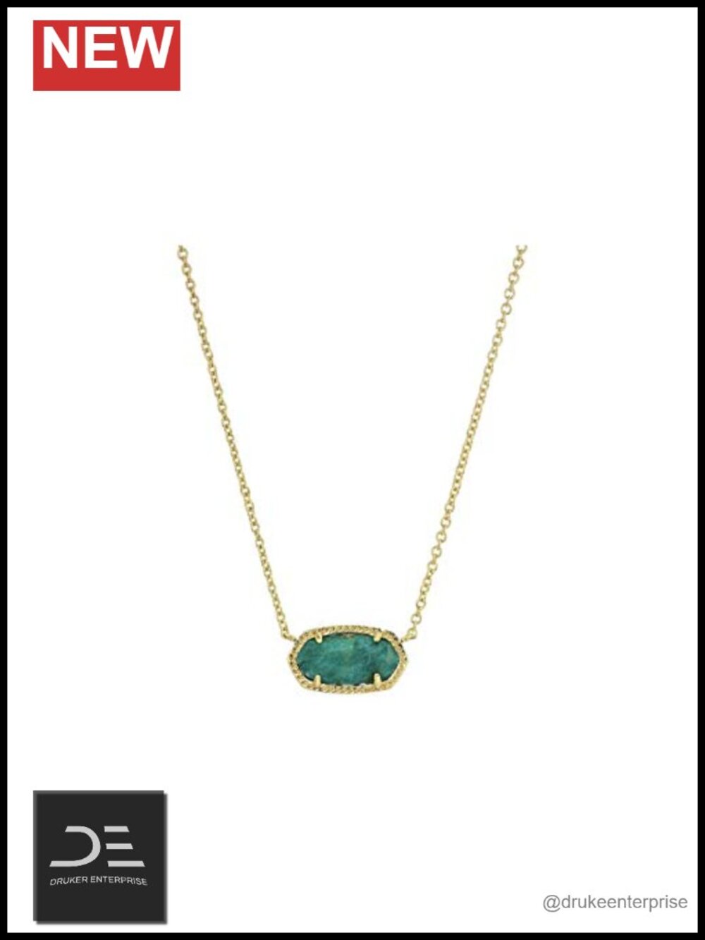 Kendra Scott Elisa Birthstone Necklace Gold Plated Amazonite